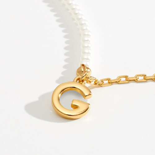 Pearl Necklace Initial G