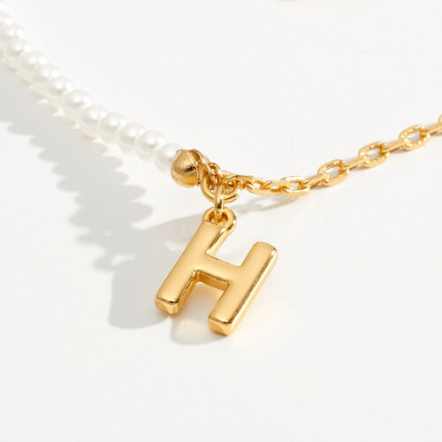 Pearl Necklace Initial H