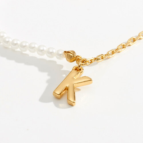 Pearl Necklace Initial K