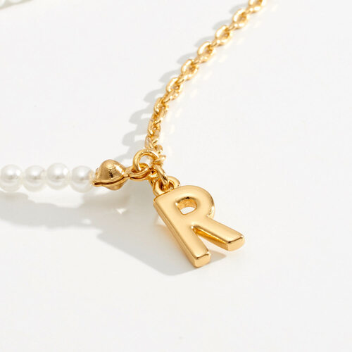 Pearl Necklace Initial R