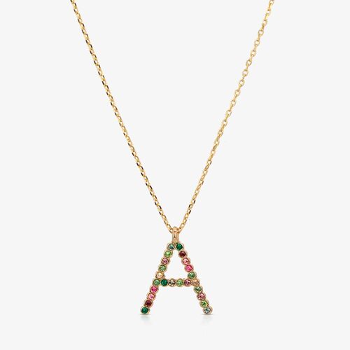 Multicolor Initial "A" Necklace