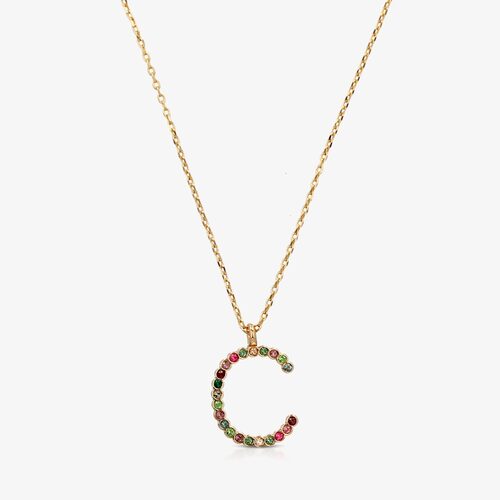 Multicolor Initial "C" Necklace