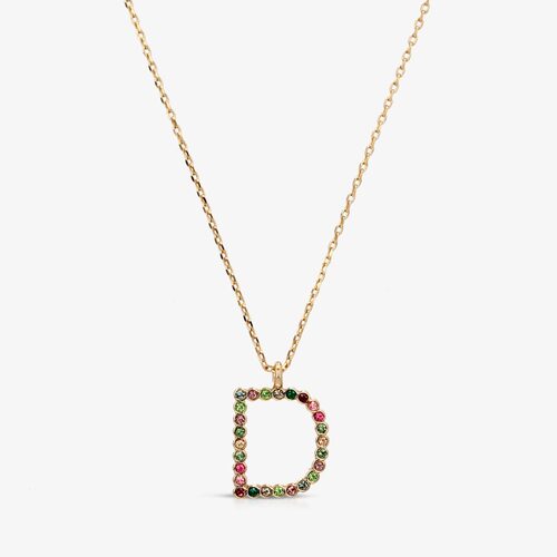 Multicolor Initial "D" Necklace