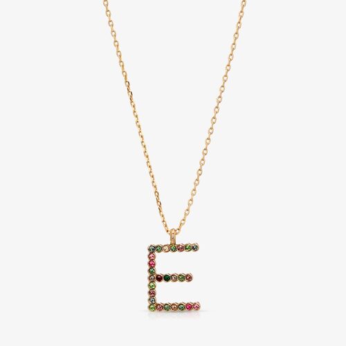 Multicolor Initial "E" Necklace