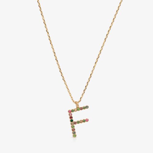 Multicolor Initial "F" Necklace